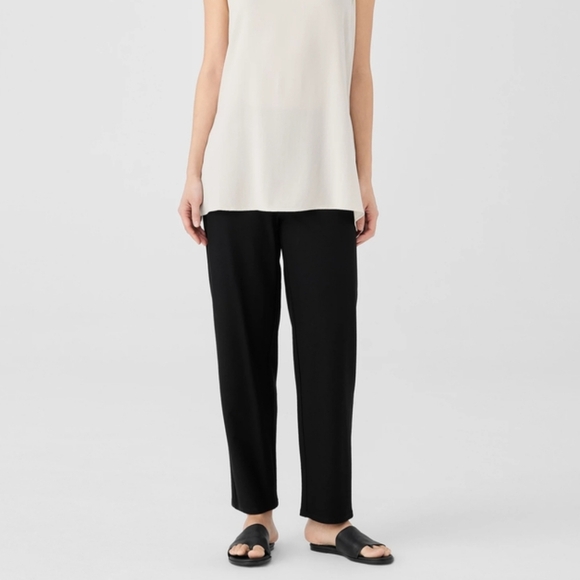 Eileen Fisher washable packable stretch crepe pull on pant black minimalist PM - Picture 3 of 8